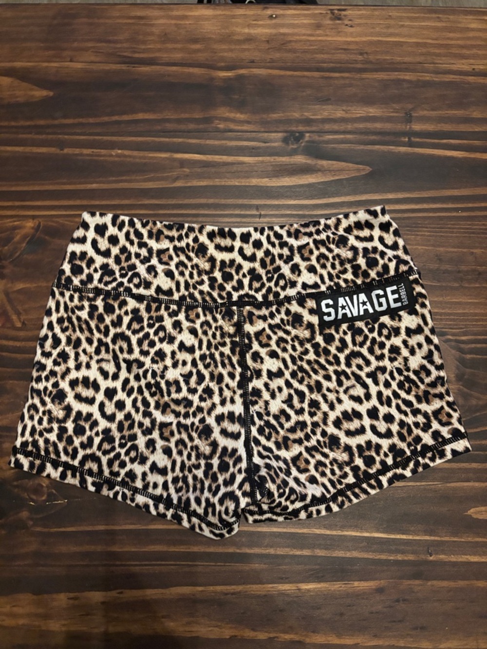 Savage Barbell leopard booty shorts small